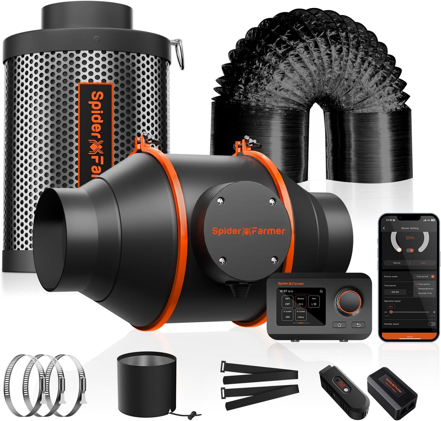 4" Air Duct Fan with Carbon Filter Combo Kit Hydroponic Grow Tent Ventilation System