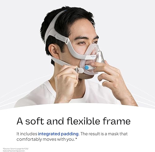 Miniatura 9 de ResMed AirFitAirTouch F20 - Protector de cabeza de repuesto de cara completa, medianoestándar, azul