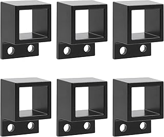 Plum Fittings Aluminum Fence Standard Wall Mount 1" x 1 1/8" for Rails - Residential Rail Mounts | Black | Pack of 6