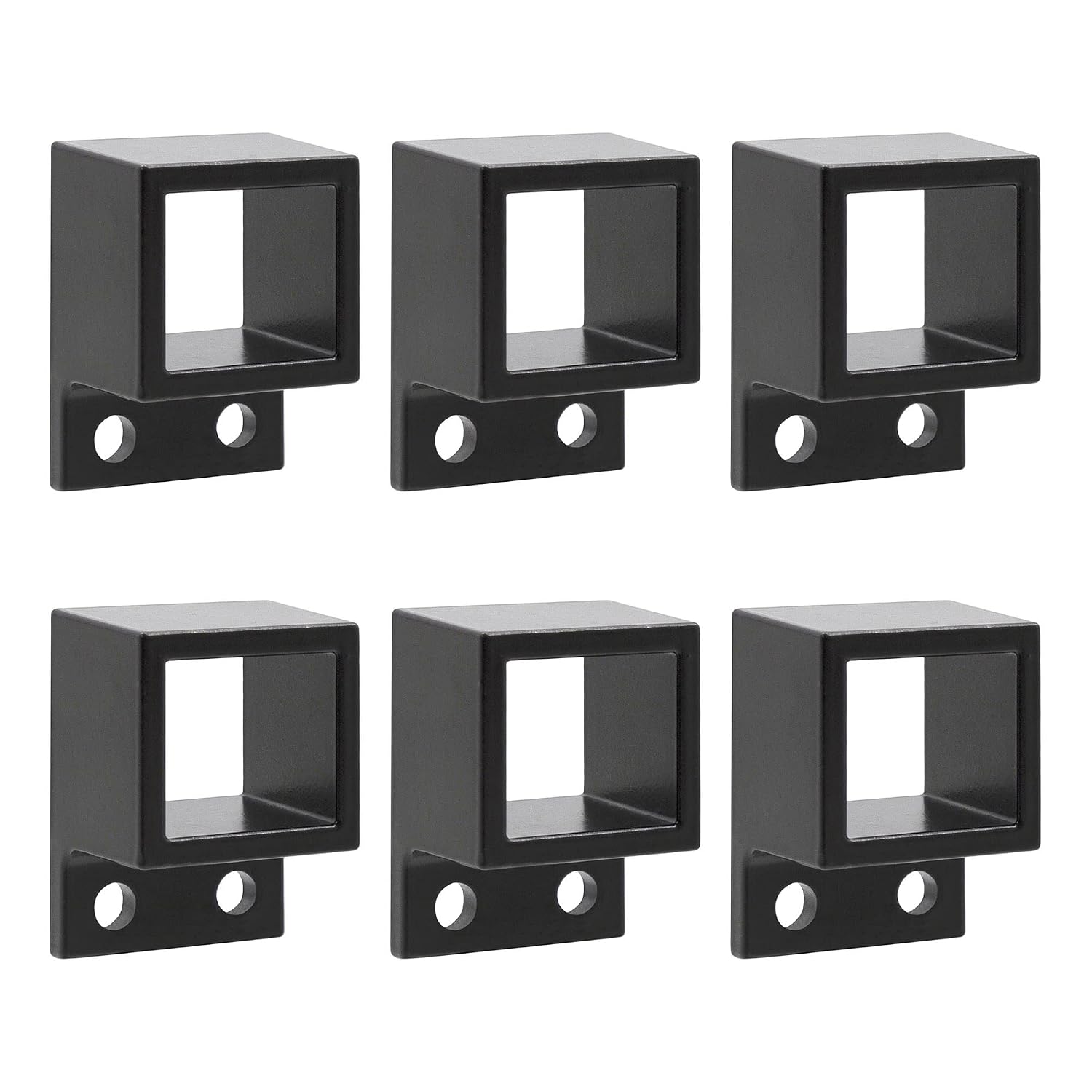Aluminum Fence Standard Wall Mount 1" x 1 1/8" for Rails - Residential Rail Mounts | Black | Pack of 6