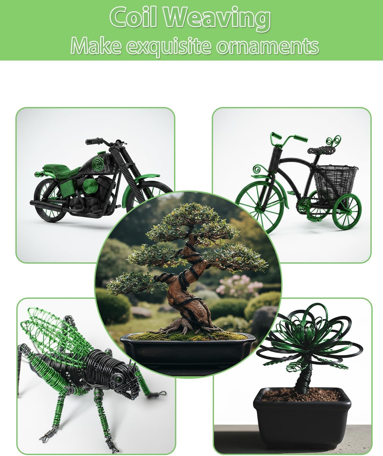 MOSFiATA Bonsai Wire Kit 8Pcs, 7 Roll Aluminum Bonsai Training Wire Coils with Cutter Set - Multiple Sizes (1/1.5/2.0/3.0mm) for Bonsai Trees Branch Control Plant Shaping
