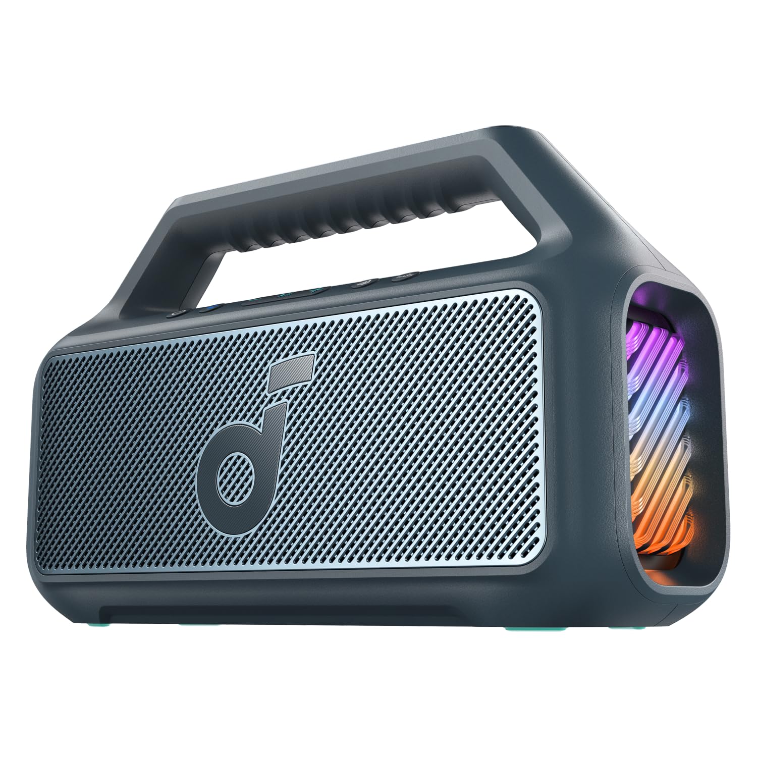 Soundcore Altavoz Bluetooth Potente Boom 2, con Potente Sonido 80W Gracias al Subwoofer y BassUp™, 24h, IPX7, Tiene Luces RGB, Puerto USB-C, para IR de Camping, a la Playa o al Campo Certificado ClimatePartner