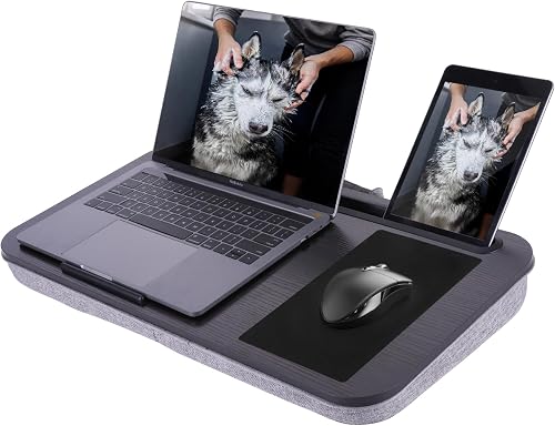 ASIEIT New Laptop Lap Desks for Adults, Fits Up to 15.6" Laptops, Portable Laptop Desk for Bed, Multi-Functional Bed Desk with Mouse Pad, Cushion, Phone Holder & Handle, Lap Stand for Bed, Couch, Car