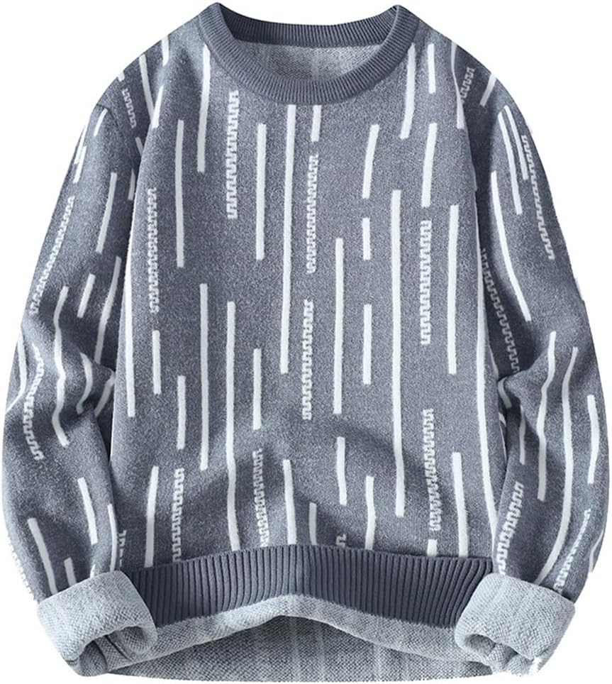 Gerrit 秋冬の縦ストライプのメンズラウンドネックセーター、ルーズボトムニットセーターと組み合わせます (Color : A,