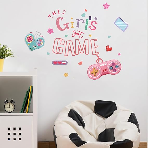 Game Stickers Gamer Girl Room Decor Cute Girls Room Decorations for Bedroom Pink Gamer Playroom Door Decor Teenager Girly Things Cool Stuff for Your Rooms Accessories(S)