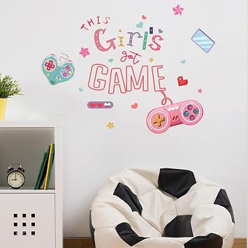 Game Stickers Gamer Girl Room Decor Cute Girls Room Decorations for Bedroom Pink Gamer Playroom Door Decor Teenager Girly Things Cool Stuff for Your Rooms Accessories(S)