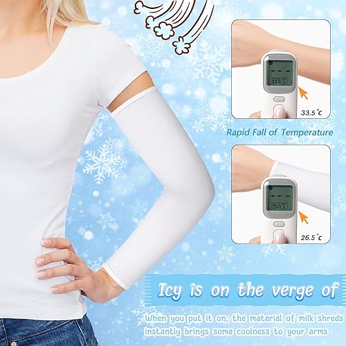 Miniatura 5 de Geyoga 6 pares de mangas de brazo de sublimación, protección solar UV, mangas de enfriamiento en blanco para deportes, fútbol, baloncesto, mujeres,