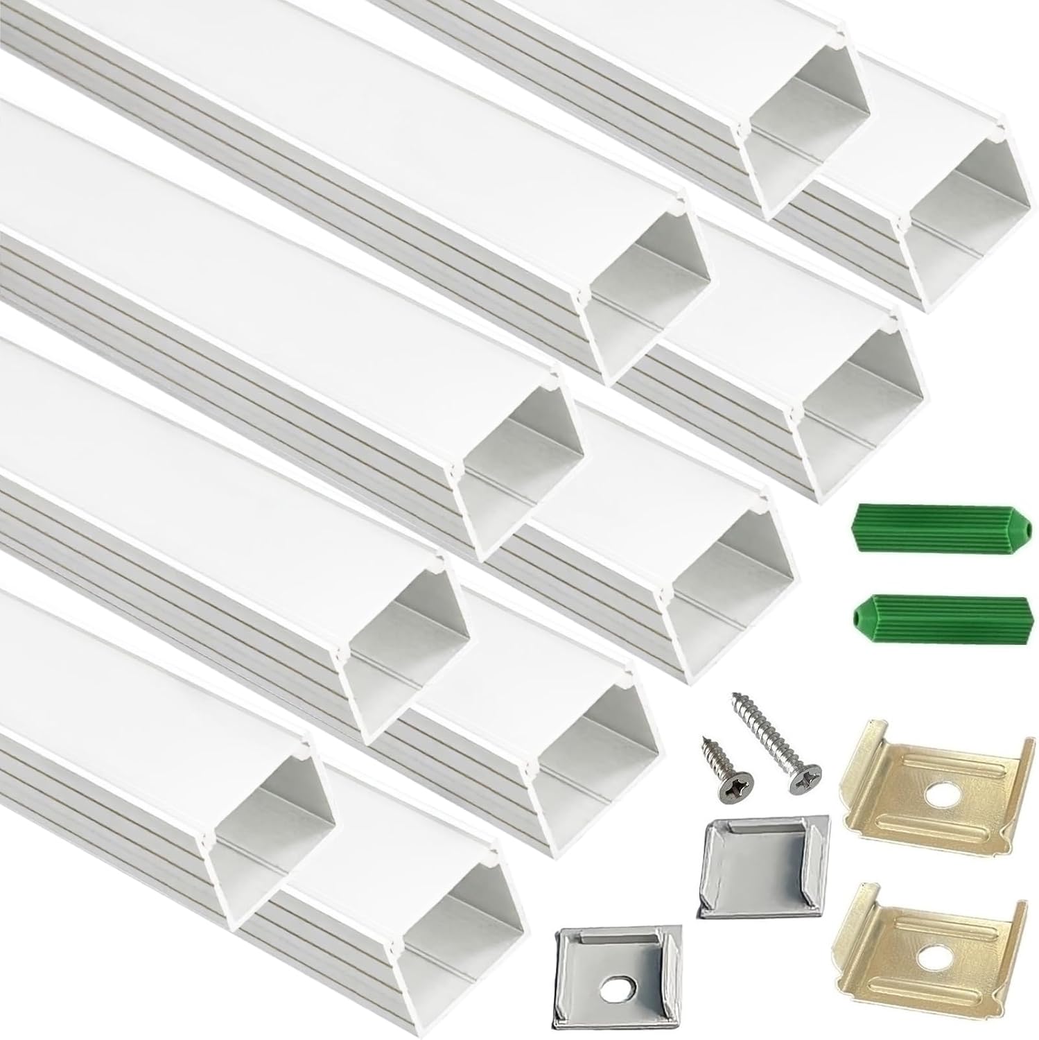 10-Pack 3.28FT LED Strip Channel Diffuser Fitted for Hue Plus ,Plus-Size Surface Mounted Tape Light Aluminum Spotless U Track Housing ,0.6'' Deep with Milky Cover .