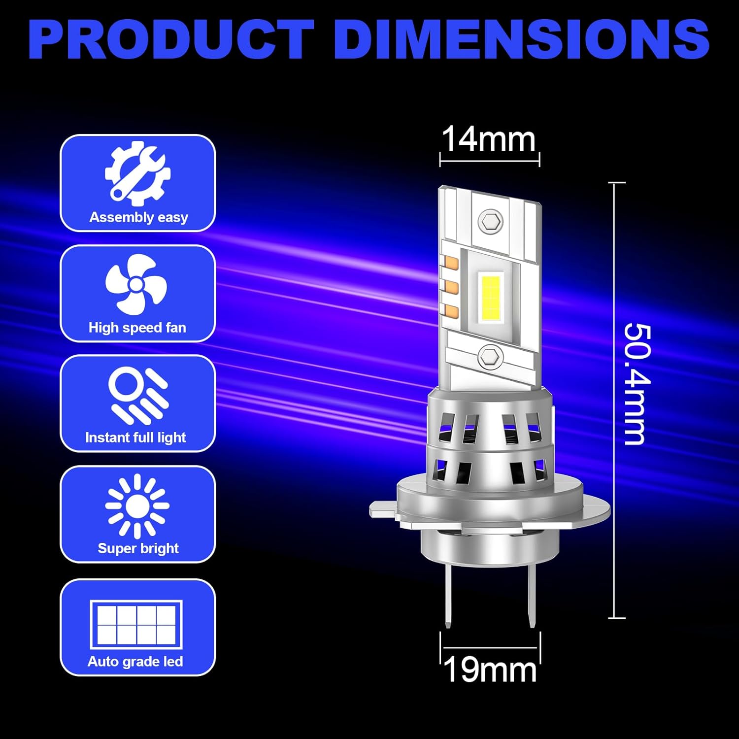 ziongreen h7 H7LL LED bulb fog light 6500K 60000LM real 1:1 halogen lamp small size 2026 ultra bright 900% built-in decoding no error 2-pack
