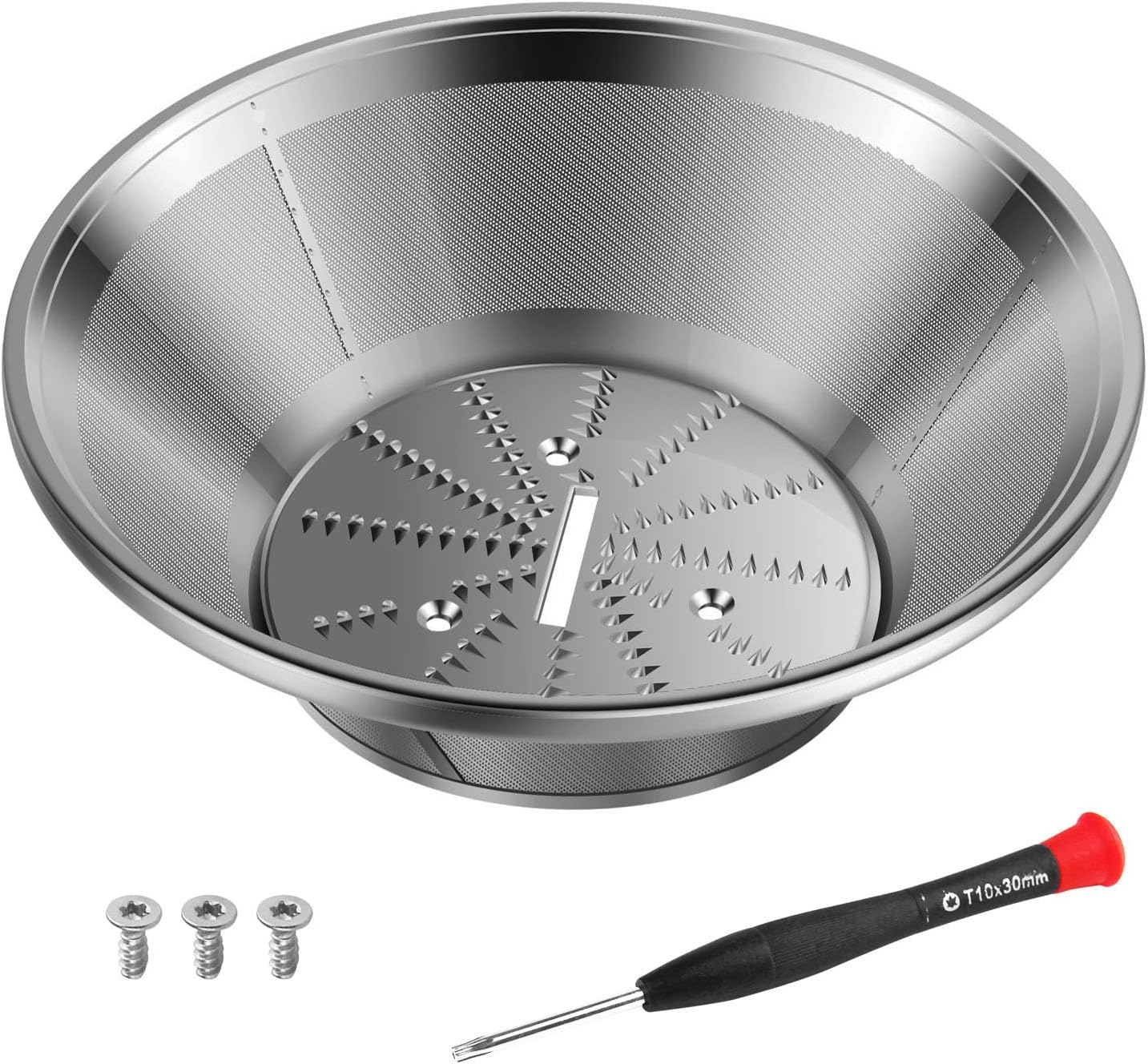 BR-1 Juicer Mesh Filter Basket （No Base）Compatible with Breville Juice Models JE95XL, JE98XL, BJE200XL, BJE510XL, JE900, With Mesh Strainer Bowl, Blade, Screws & Wrench,Easy to Replace