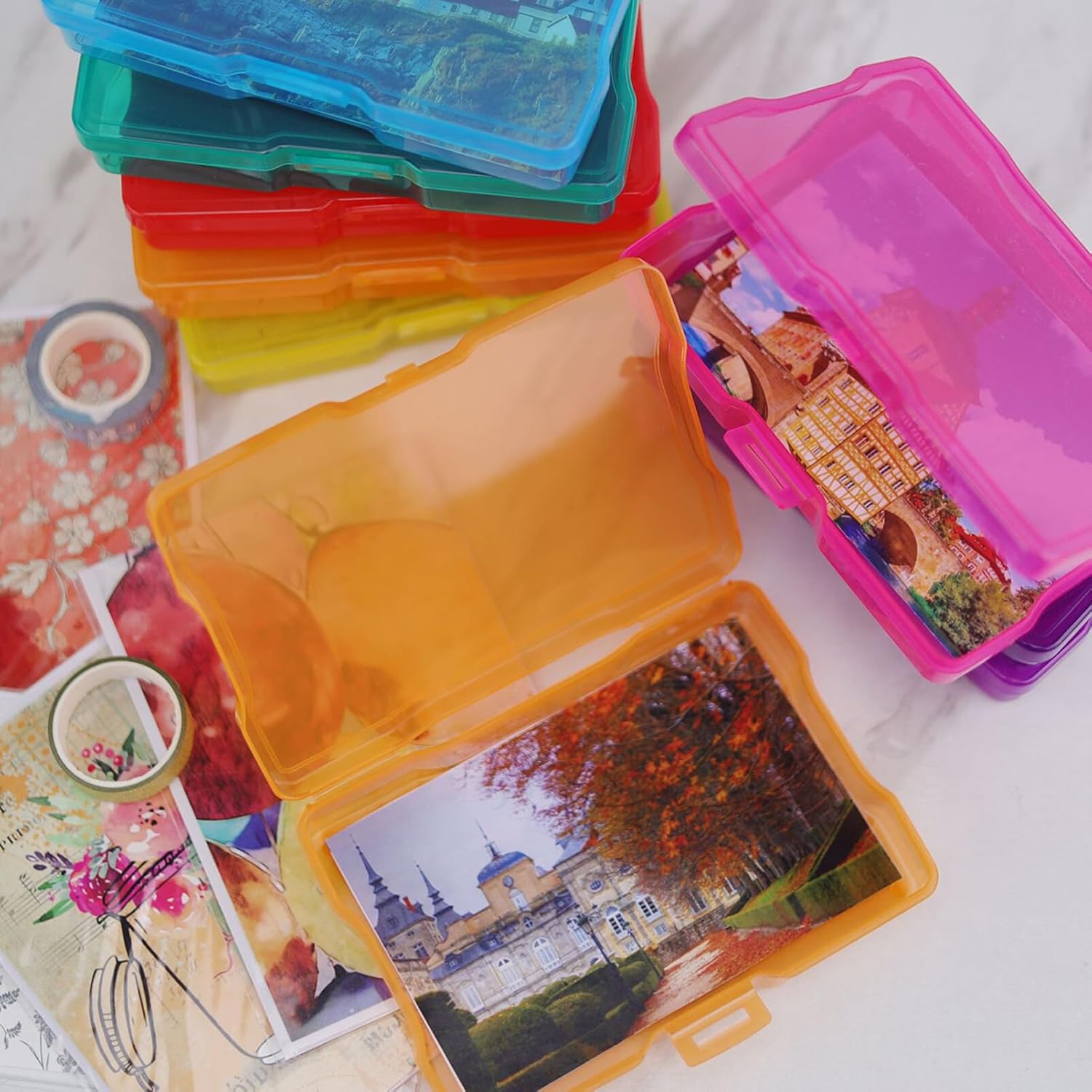 STOBAZA 1set Photo Storage Box Compartments Colorful Multi-functional Organizer for Cards Pictures and Items for Home and Craft Storage