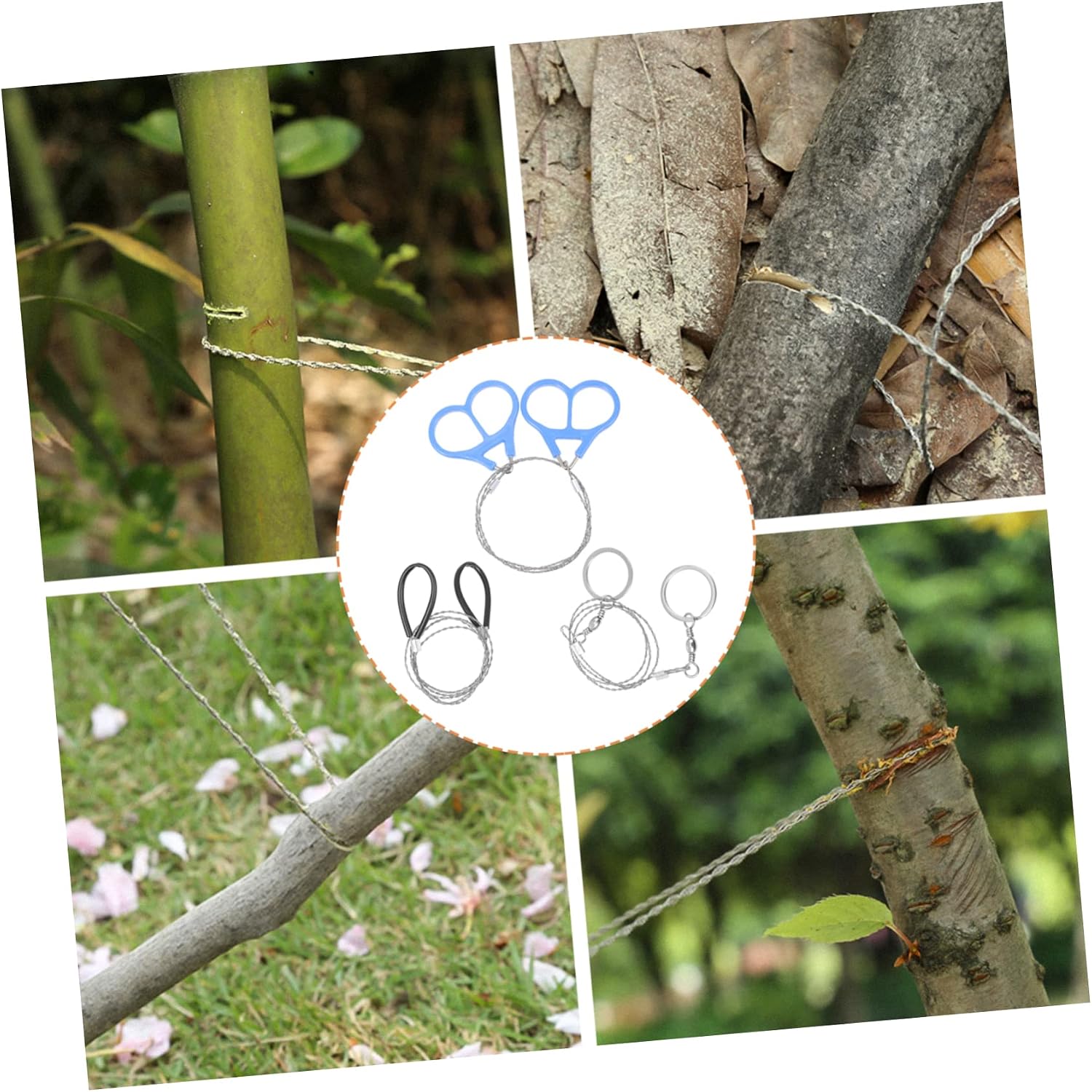 balacoo 9pcs Stainless Steel Wire Saws for Outdoor Activities Camping for Cutting Trees and Portable Folding Hand Saws Handle for Hiking and Fishing