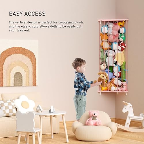 Vista 5 de Corner Stuffed Animal Storage Net - Stuffed Animals Holder with Lights - Plush Toy Organizer Hanging Stuffed Animal Hammock with Adjustable Length