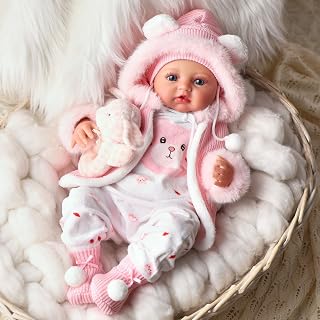JIZHI 17 Zoll Reborn Baby Puppe - Lebensechte Echte Babygröße Mädchen - Realistische Neugeborene Puppen mit Zubehör