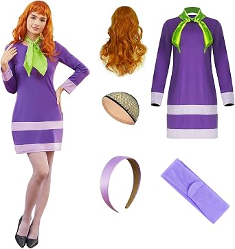 LILLIWEEN Classic Movie Velma Costume Daphne Costume Dress Halloween Coaplay for Women