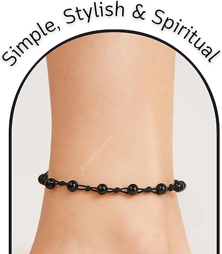 Miniatura 4 de Amazing Gemstone Tobillera de cristal para mujer, tobilleras impermeables con cuentas de cristal curativo, tobillera de cuentas de piedras preciosas