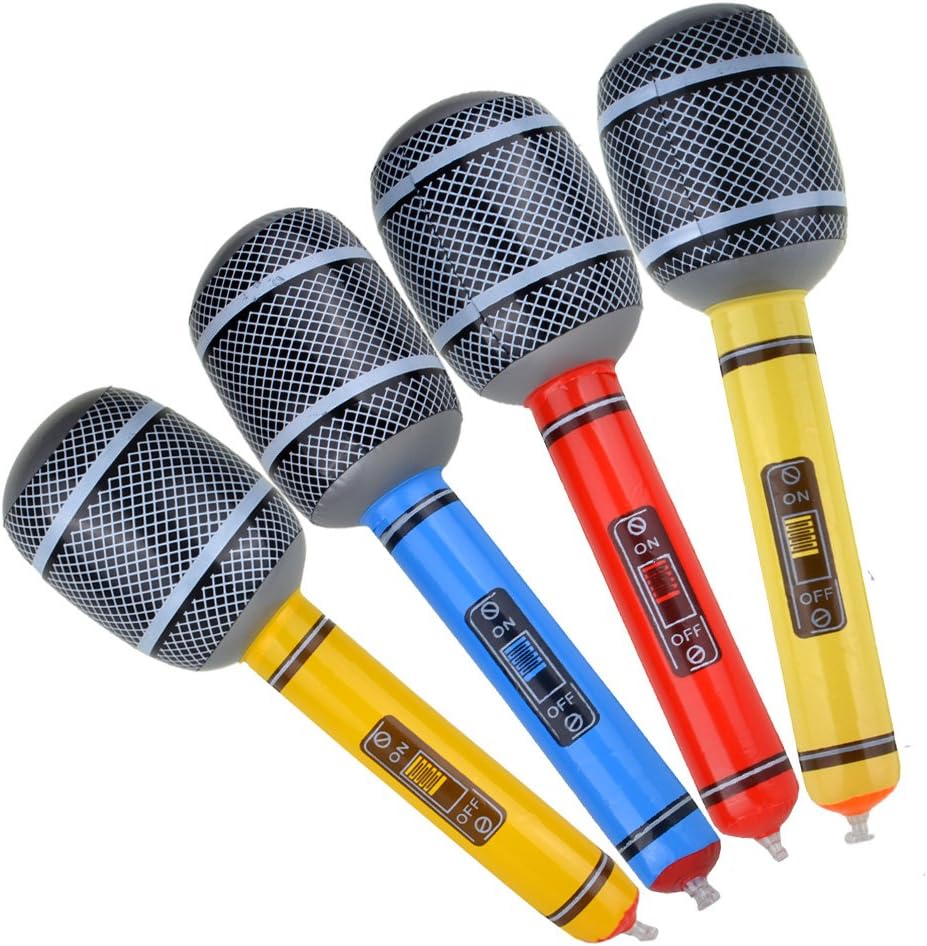 Party Inflatable Rock Star Toy Set,13 Pack, 4 Designs Inflatable Toy Set,4 Electric Guitar,4 Microphones ,4 Shutter Shading Glasses and 1 Saxophone,for Concert Theme Party Favors