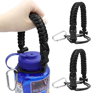 2 Packs Cap Strap for 32oz Wide Mouth Nalgene Bottles - Durable Paracord Strap with Aluminum Alloy Safety Buckle - Handle Compatible with Nalgene