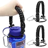 LUTQ 2 Packs Cap Strap for 32oz Wide Mouth Nalgene Bottles - Durable Paracord Strap with Aluminum Alloy Safety Buckle - Handle Compatible with Nalgene