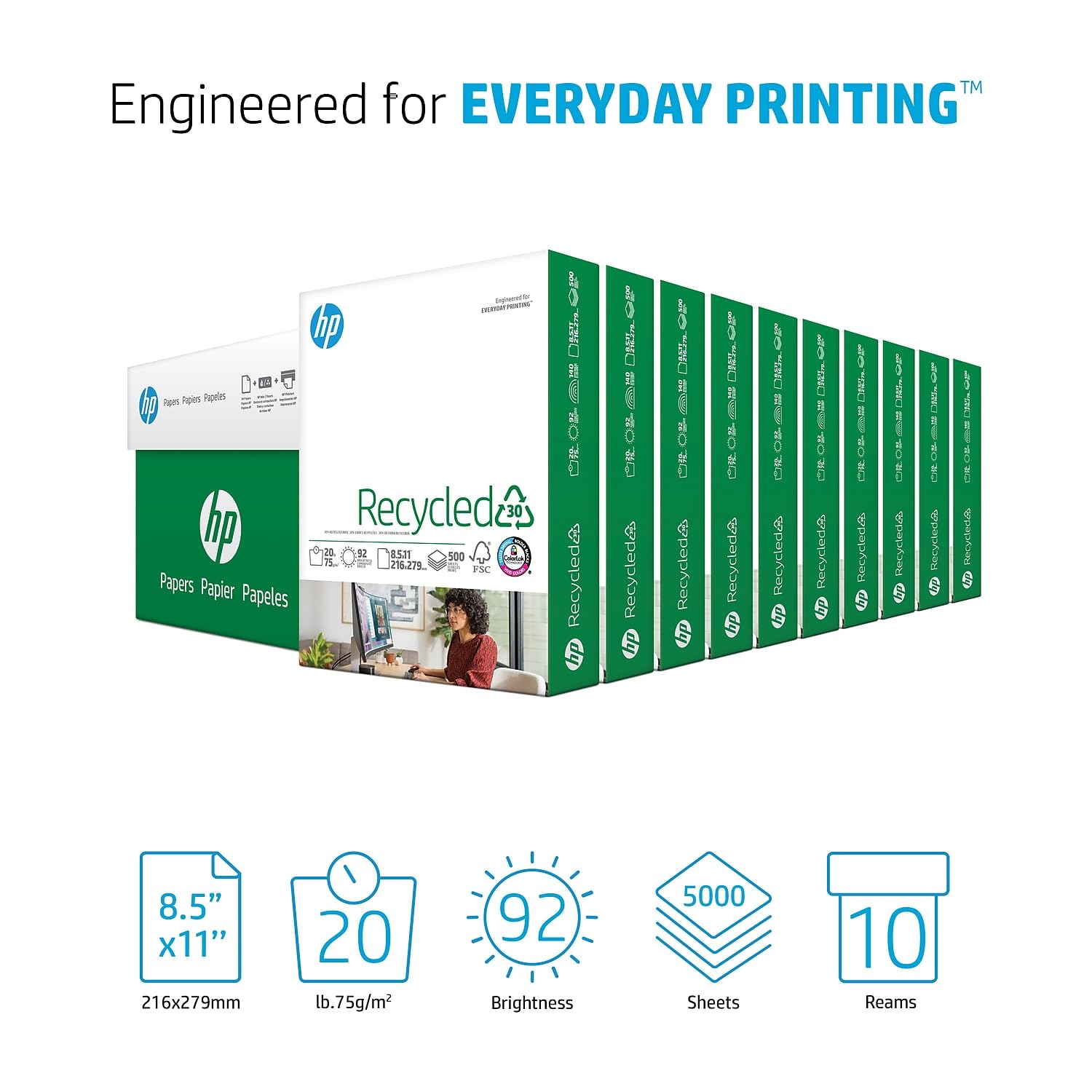 Box Hp Computer Paper Snapklik.com : HP Papers 8.5 X 11 Paper 30% Recycled Paper 10 Ream Case