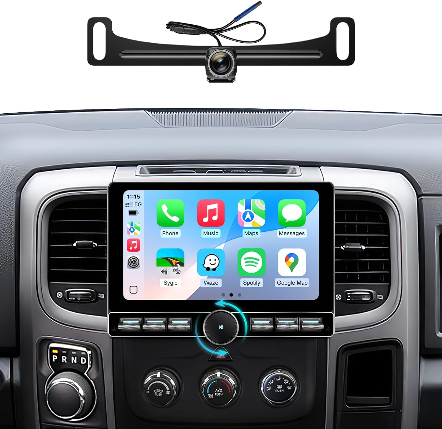 10" QLEDAndroid 13 Car Stereo for Dodge Ram 1500 2500 3500 (2013-2018)- Wireless CarPlay Android Auto with Physical Volume Knob Keybutton, Support Manual & Auto AC (Both Frames Included) 4G+64G