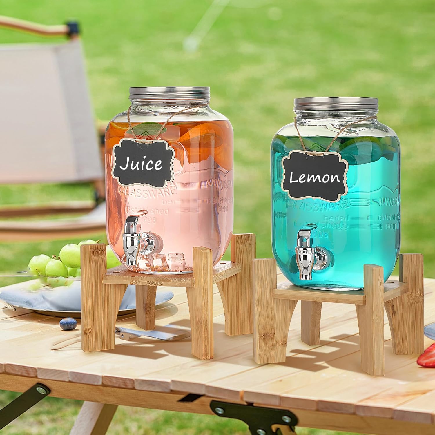 1 Gallon Glass Drink Dispensers for Parties - 2Pack Beverage Dispenser with Stand, Drink Containers with Leakproof Spigot Used As Lemonade Juice Punch Dispenser - Image 6