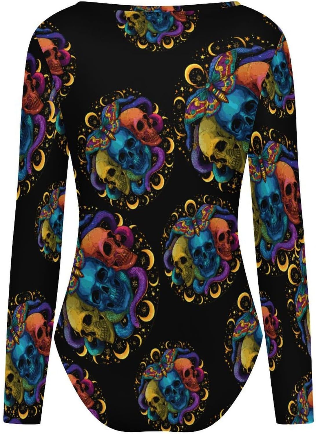 Gothic Skull Women's Bodysuits Long Sleeve Top 5XL