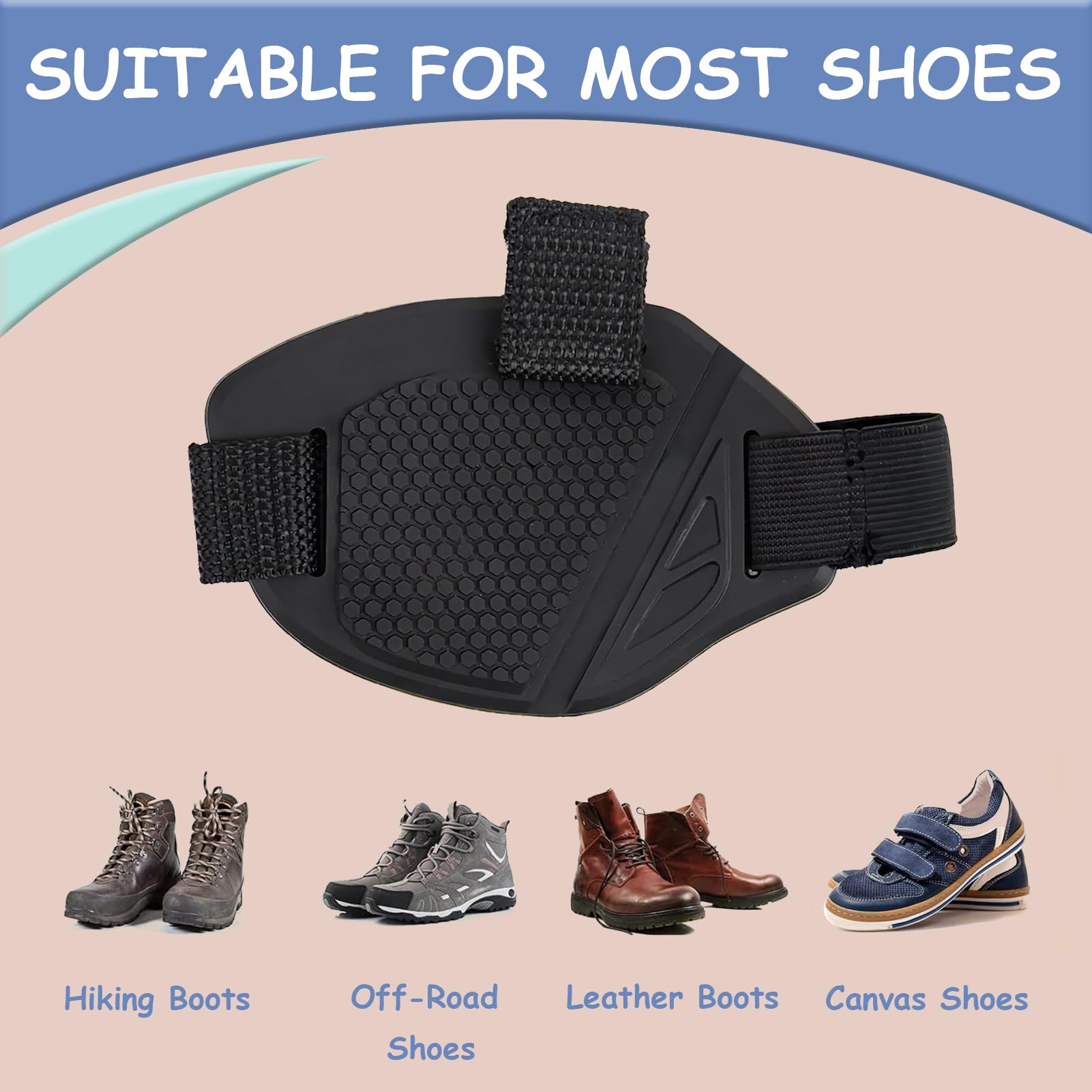 Protector de Zapatos para Moto - Protector Zapato Palanca Marchas Cambio, Antideslizante y Ajustable, Protector Cambio Marchas Moto Compatible con Zapatos de Cuero y Deporte, Complementos para Moto