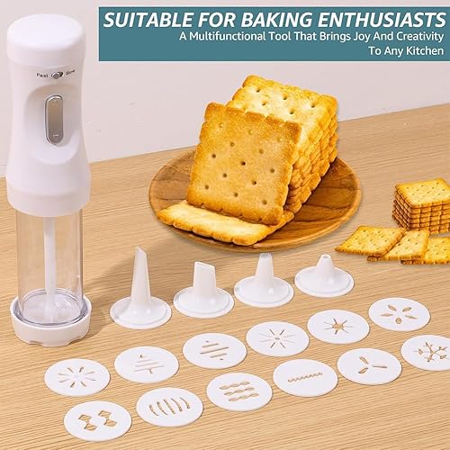 Miniatura 5 de Prensa eléctrica para galletas con 12 discos y 4 puntas para apretar fácilmente, apta para lavavajillas, kit de horneado para hacer galletas