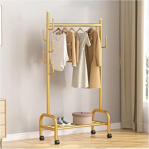 KARMIO Perchero de metal para ropa con estante inferior para colgar ropa, abrigos, faldas, suéteres, organizador de armario independiente para