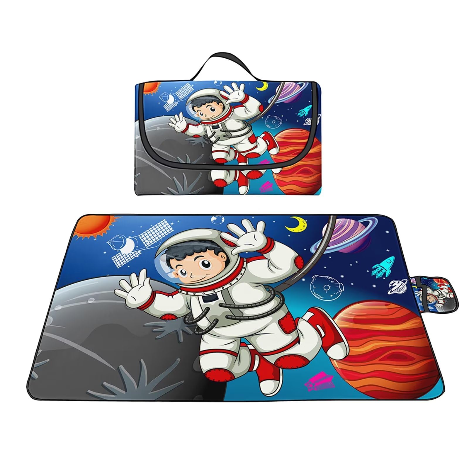 Coperta da Picnic 180x200cm, Coperta da Campeggio Impermeabile Coperta da Spiaggia Portatile con Maniglia per Picnic Outdoor Campeggio Spiaggia Parco Universo Astronauta