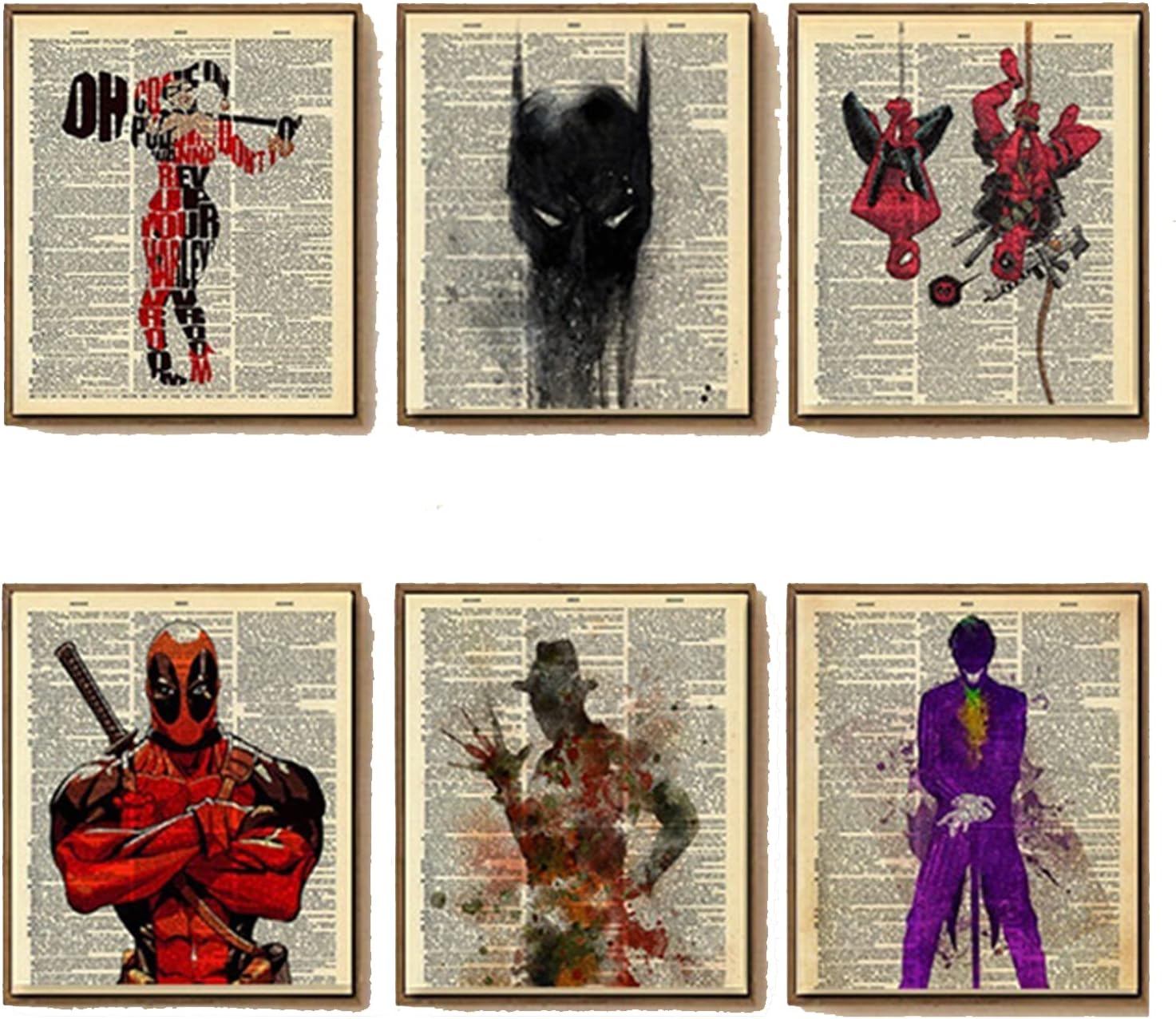 Marvel Movies Characters Wall Art Decor Prints Set of 6
