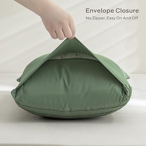 Miniatura 5 de JELLYMONI Fundas de almohada tamaño King verde, paquete de 2, fundas de almohada de cama bohemias a rayas 20x36 pulgadas, fundas de almohada de