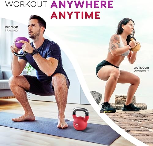 Miniatura 5 de Yes4All - Juego de pesas rusas ajustables con revestimiento de neopreno, pesas de mano para el hogar y el gimnasio, juego de mancuernas para