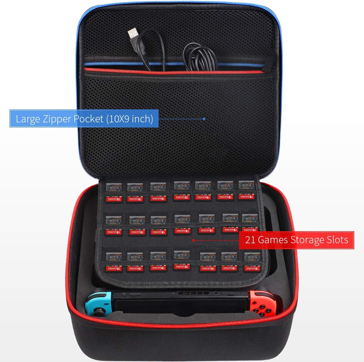 Super Cheap 🛒 Kootek Carrying Case for Nintendo Switch and Switch OLED Model 2021, Hard Shell Travel Cases with 21 Games Storage Slots, Shoulder Strap, Storage for Switch Console, Pro Controller, Switch Dock