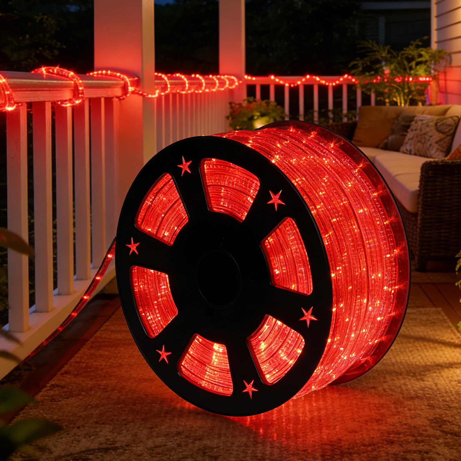 Guirlande lumineuse LED de 30 m - Étanche - Éclairage décoratif pour intérieur/extérieur, avant-toit, jardin, Halloween et décorations de Noël (rouge de Noël)
