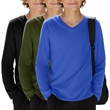 3 Pack Boy's Long Sleeve Shirts Kids V Neck Tops