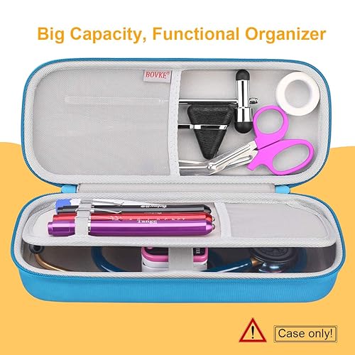 Vista 72 de BOVKE Funda de viaje para 3M Littmann Classic III, Lightweight II S.E, Cardiology IV Diagnostic, MDF Acoustica Deluxe Estetoscopios - Espacio Negro