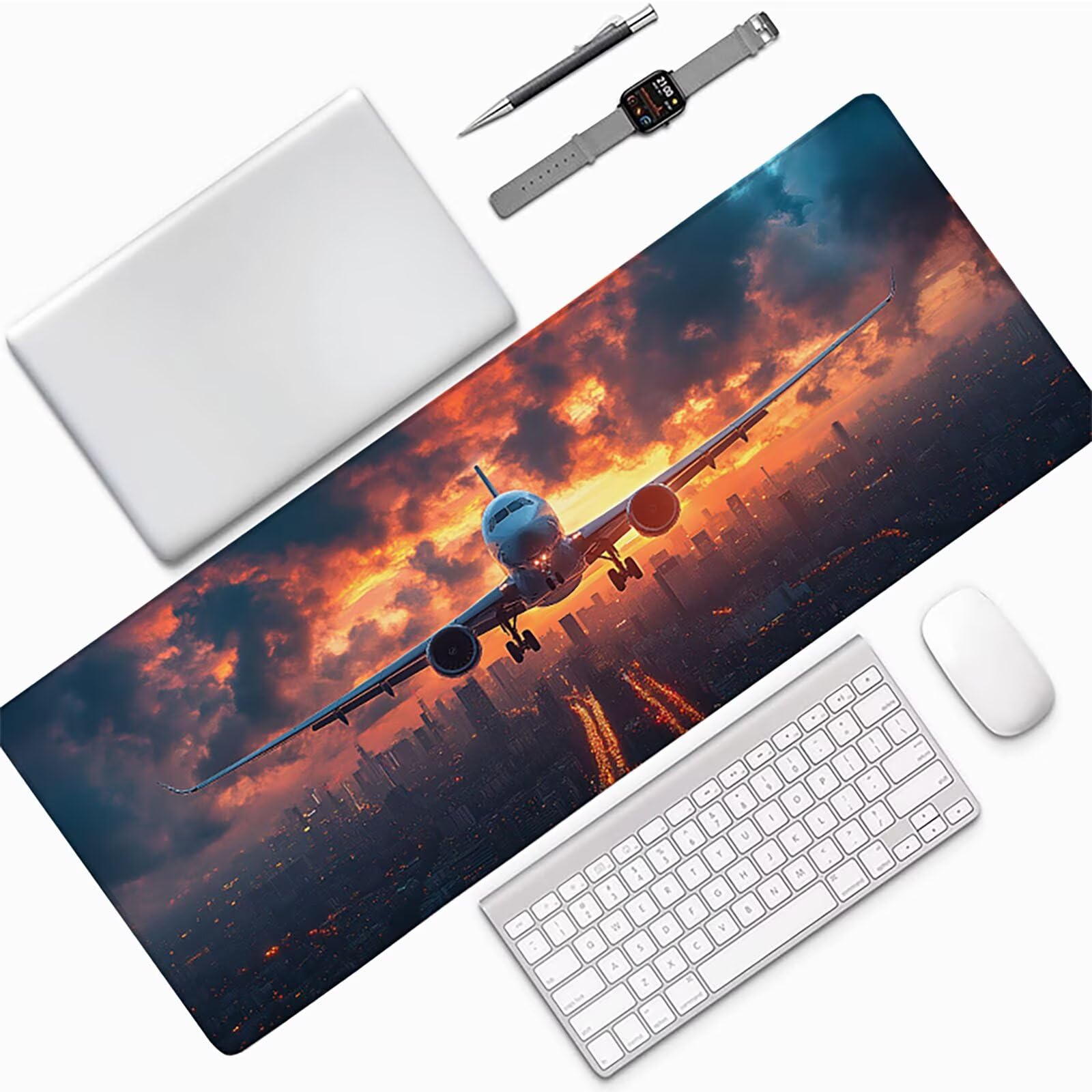 Tappetino Mouse Gaming Grigio Tappetino Mouse XXL 1200x600x3mm, Mousepad Aereo Sottomano Scrivania Grande con Bordi Cuciti per Pad PC Accessori Gaming, Ufficio Accessori Scrivania, Regalo L-3437
