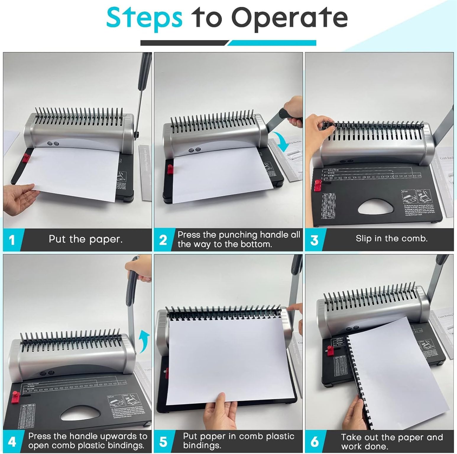 Perforatrice rettangolare manuale e cucitrice, margine di fori multi-formato per libri di biblioteca, ufficio, scuola e esigenze di rilegatura aziendale