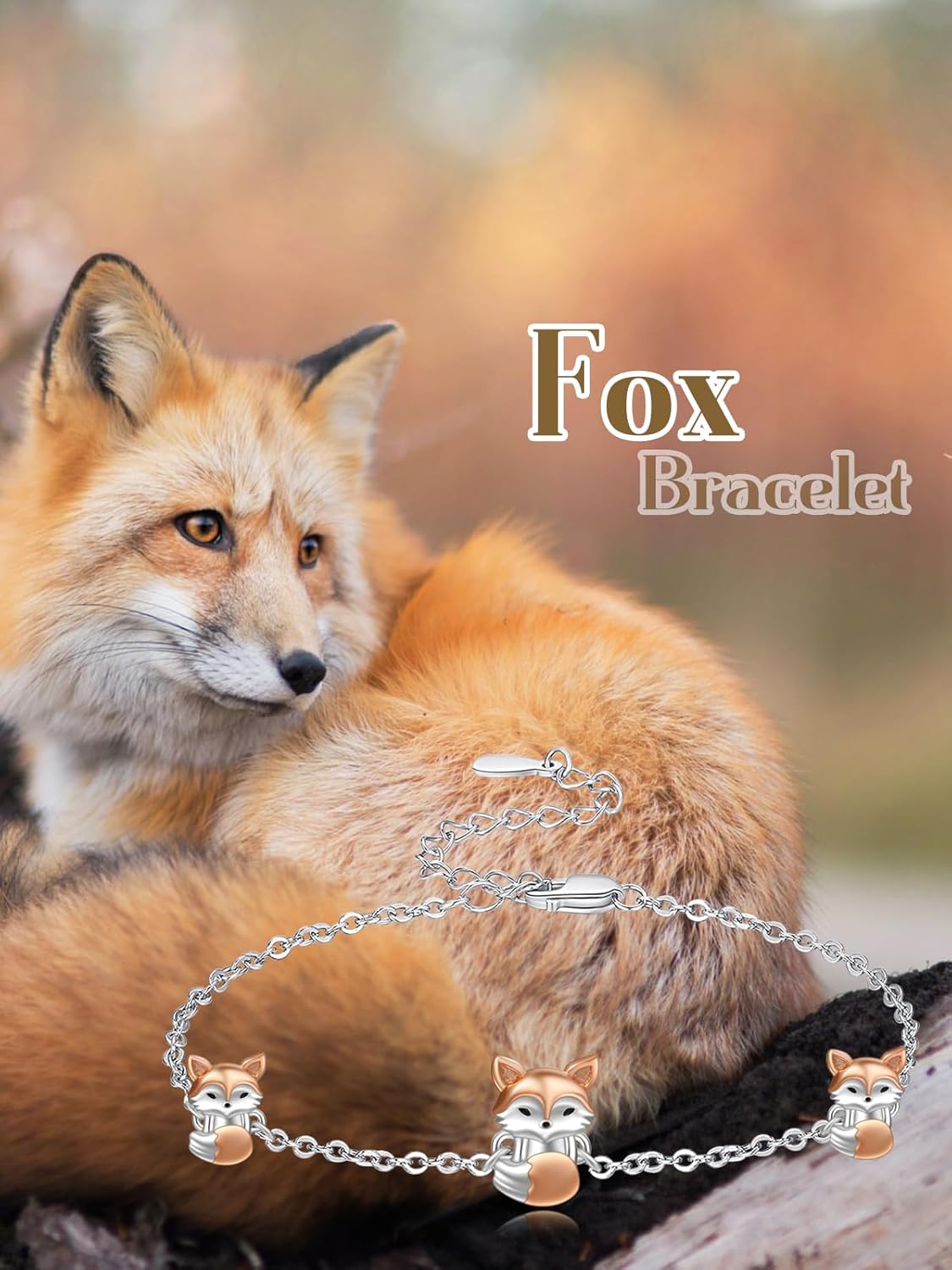Palpitate Fox Bracelet Fox Gifts 925 Sterling Silver Cute Animals Bracelet Jewerly Gifts for Women Daughters - Image 2