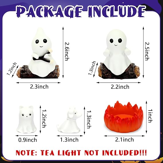 Glow-in-The-Dark Ghost Campfire Gathering Set Cute Halloween Decor