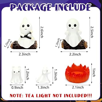 Glow-in-The-Dark Ghost Campfire Gathering Set Cute Halloween Decor