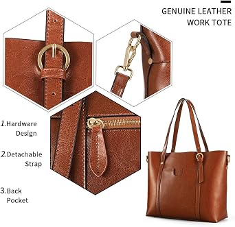 Kattee Genuine Leather Tote Bag for Women