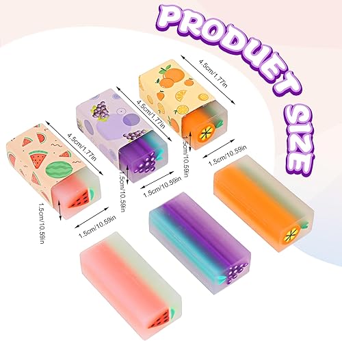 Miniatura 3 de 12 piezas de borradores lindos para niños, divertidos borradores en forma de fruta, lápiz perfumado, borradores de goma, para estudiantes,