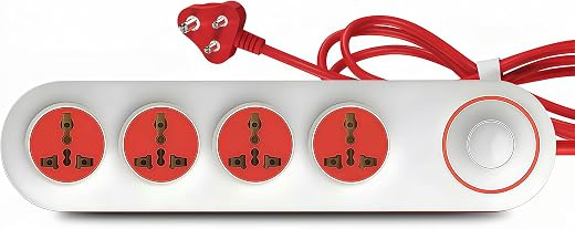 UNIGEN 4 Socket Extension Board 10 Amp with 2 Yard Heavy Duty Copper Extension Cord – 4  International Sockets, Master Swi...