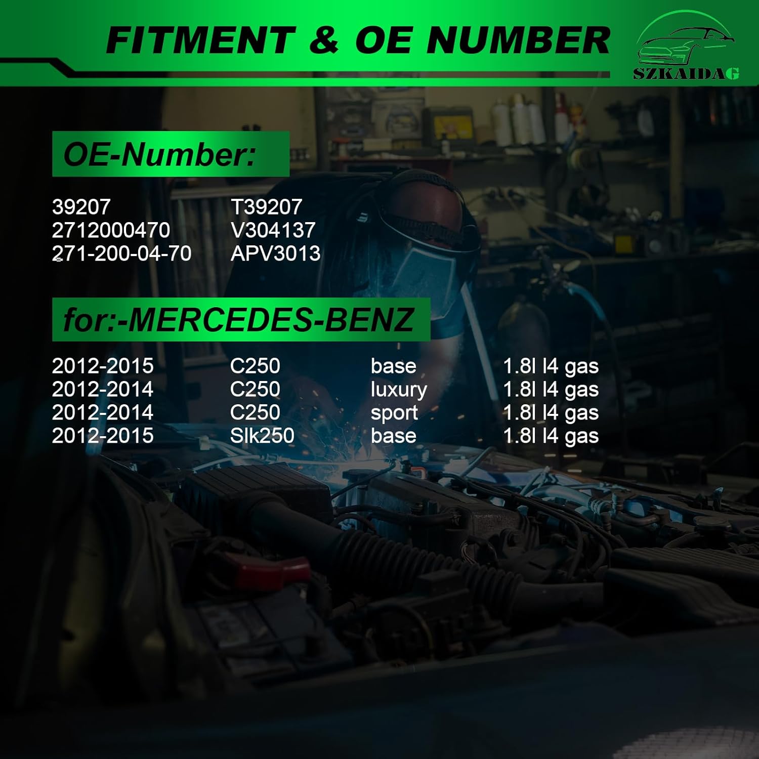 2712000470 Belt Tensioner Assembly with Pulley for:-Mercedes-Benz C250 2012 2013 2014 2015 Slk250 2012 2013 2014 2015 1.8L OE#39207 271-200-04-70 T39207 V304137 APV3013