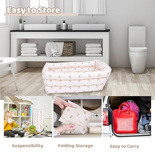 Miniatura 3 de Bañera inflable para bebé con bomba de aire incorporada, bañera portátil para bebés de 0 a 5 años, piscina de bolas pequeña, bañera plegable para