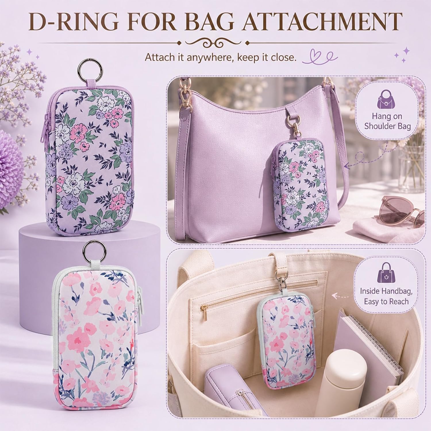 2 Packs Tampon Holder, Portable Period Bag Pouch Purse Essentials for Women, Tampon Bag Organizer Case, Travel-Friendly Discreet Period Bag for Women Purse Feminine Products image 5