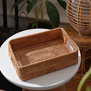 天然素材ラタン籐 収納バスケットかご取っ手付 5個set Amazon.co.jp: Lirancia 収納かご ラタン 藤 トレー 長方形